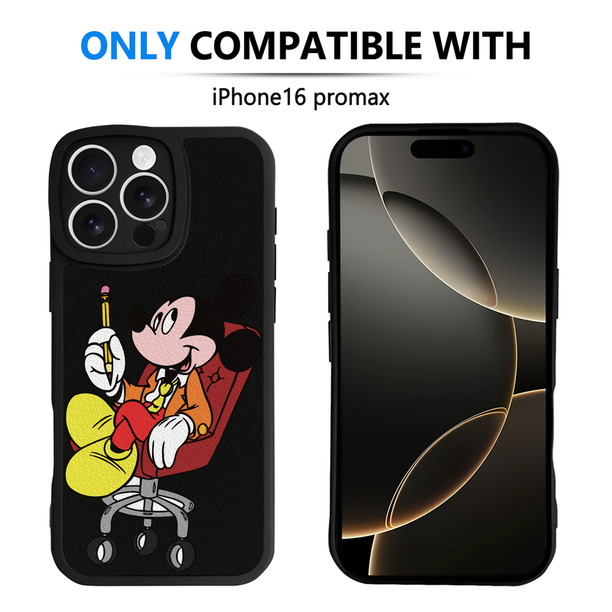 （画像用） ミッキーマウス Mickey Mouse 【iPhone 16シリーズ対応】シリコンスマホケース（レザー調） 材質：シリコン